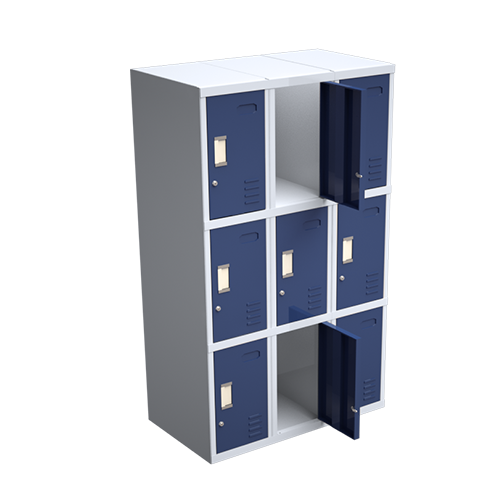 Bloque de 3 cuerpos de taquillas metálicas de 3 puertas