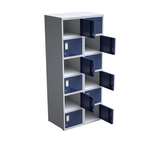 2 cuerpos de taquillas metálicas de 6 puertas sin tornillos